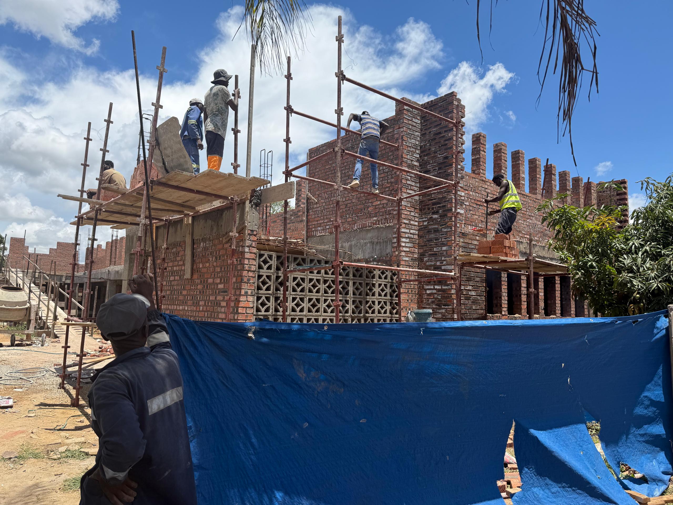 Brickwork and scaffolding